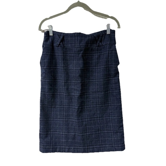 J. McLaughlin Dresses & Skirts - 🛍️ J.McLaughlin Women Navy Check Pencil Skirt sz4 Glen Plaid 100% Wool Lined